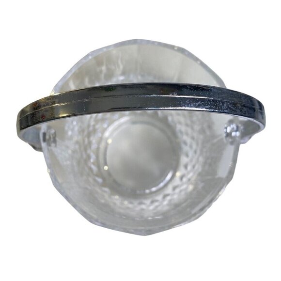 Vintage Heavy Lead Crystal Glass Ice Bucket Silver Tone Handle 5.5" x 4.5" - Picture 8 of 8